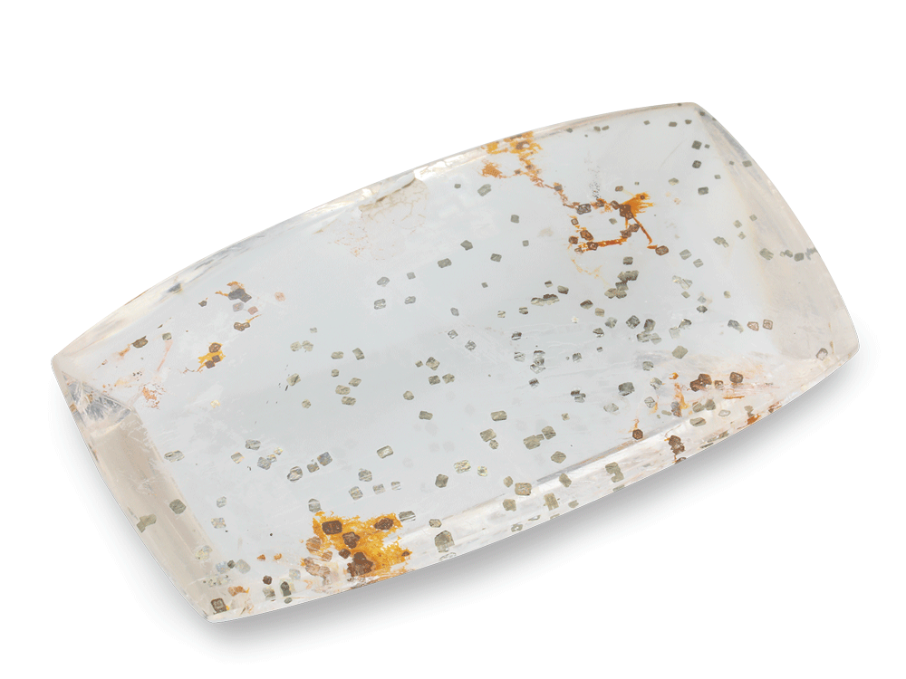Quartz with Pyrite 40x28mm Cushion Buff Top