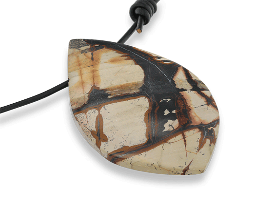 Picture Jasper Pendant 65x42mm Side Drilled