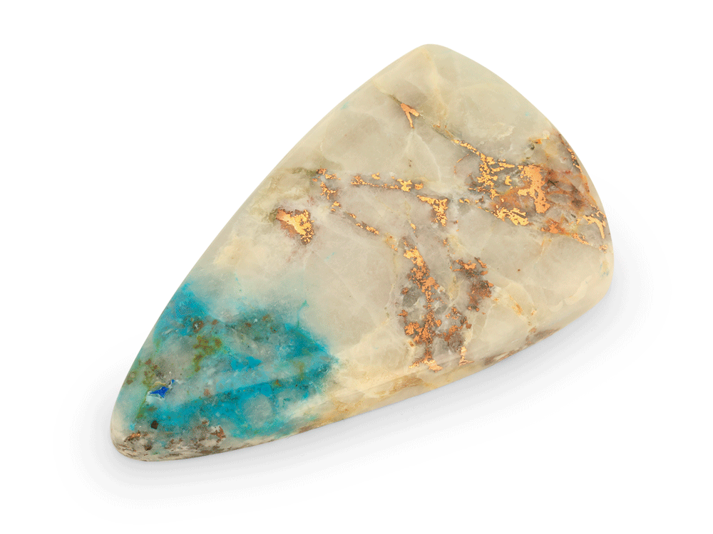[ORNX3201] Copper, Chrysocolla Quartz 56x33mm Fan 