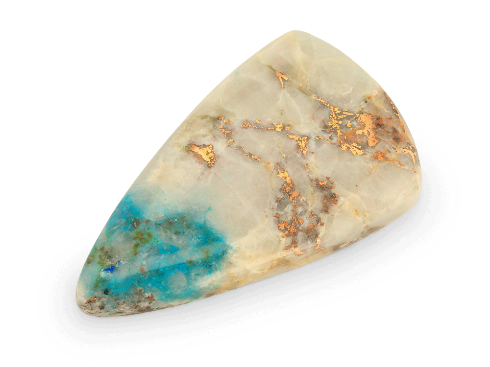 Copper, Chrysocolla Quartz 56x33mm Fan 