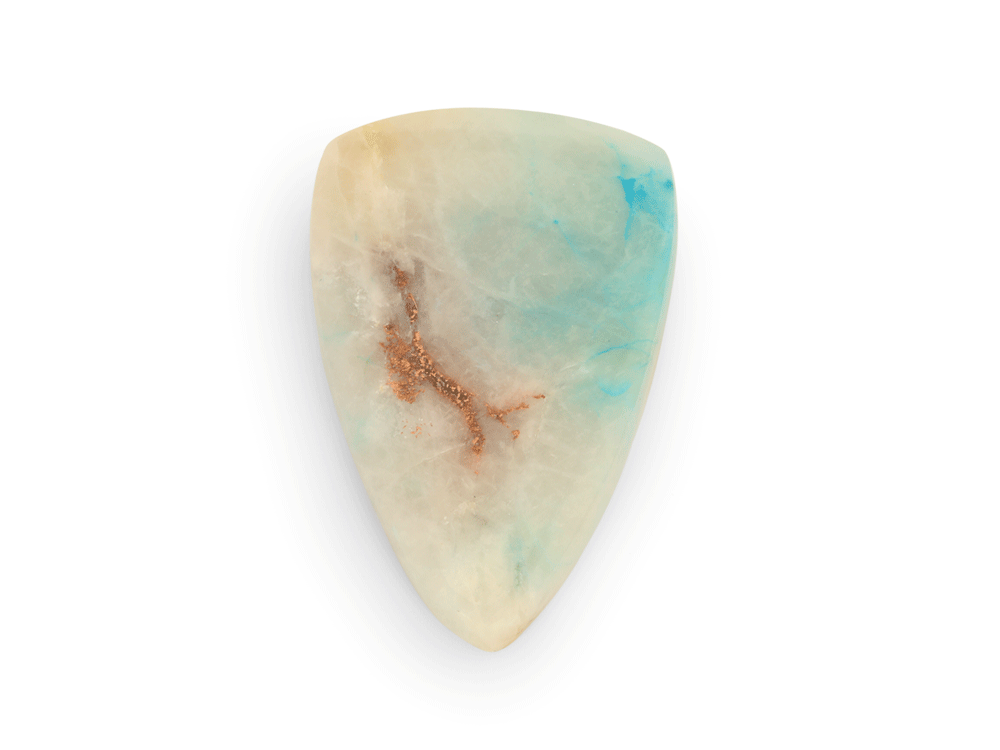 [ORNX3243] Copper, Chrysocolla Quartz 29x18.5mm Fan 