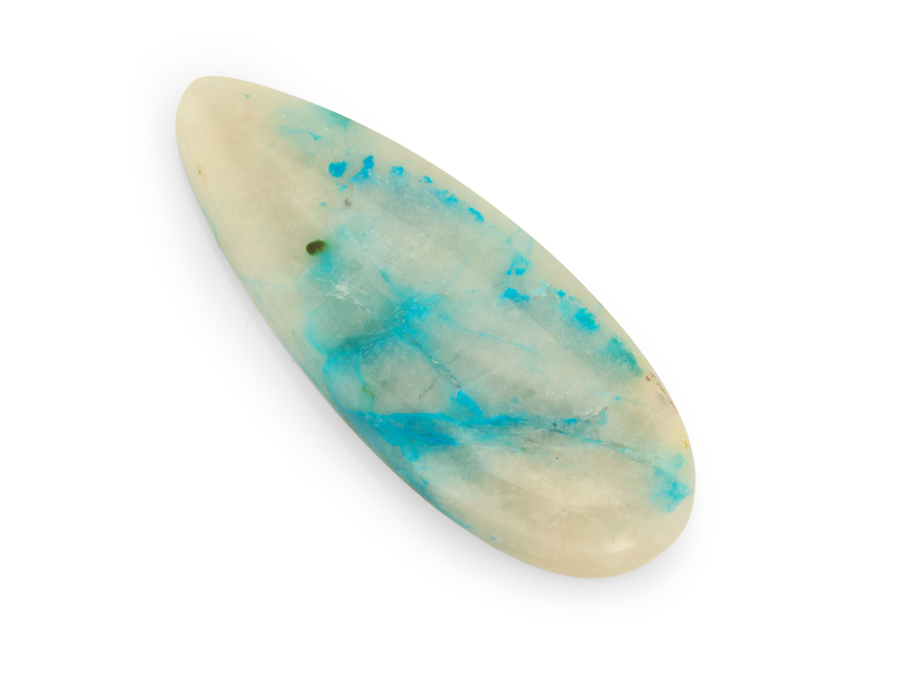 Copper, Chrysocolla Quartz 45.5x17.5mm Pear Shape 