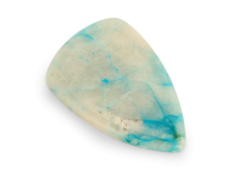 Copper, Chrysocolla Quartz 44x28.5mm Fan 