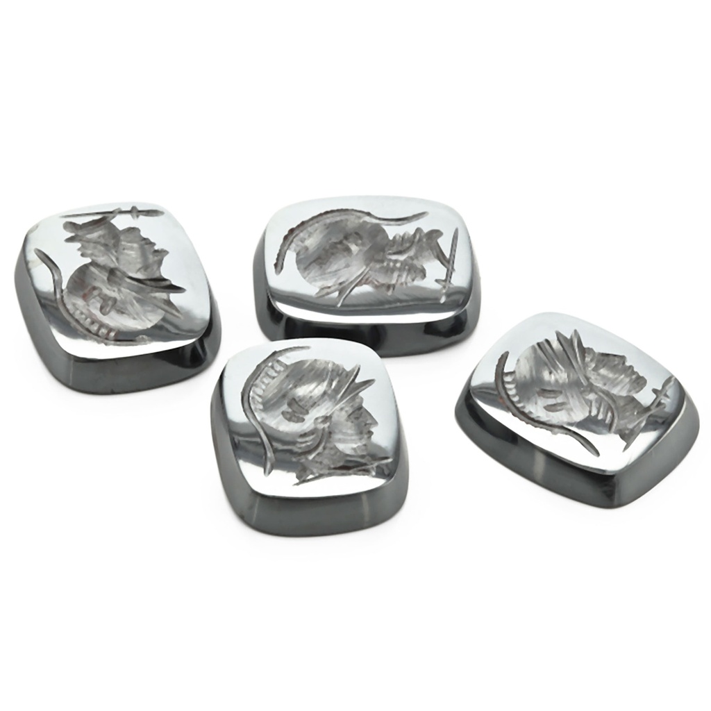 [HAJ20037] Haematite 12x10mm Cushion Intaglio Single Bezel 