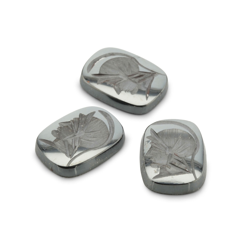 Haematite 16x12mm Cushion Intaglio Single Bezel 
