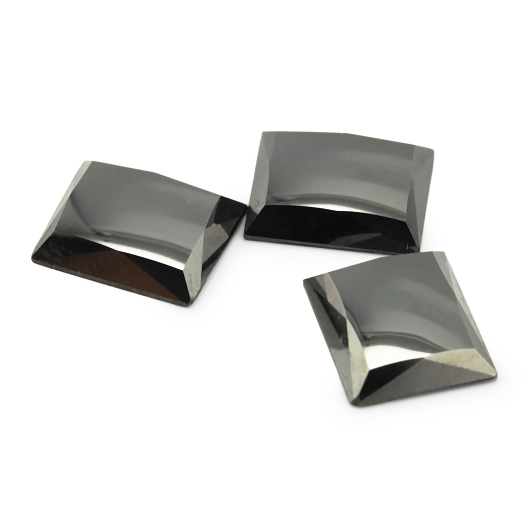 Haematite 12x10mm Rectangle Facet Edge Flat Back
