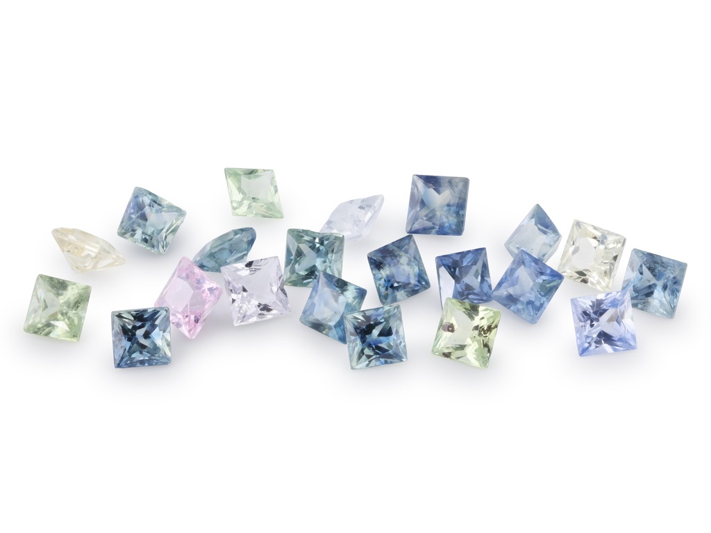 [SFQP-025] Beryllium Treated Sapphire Fancy Colours 2.50mm Princess Cut