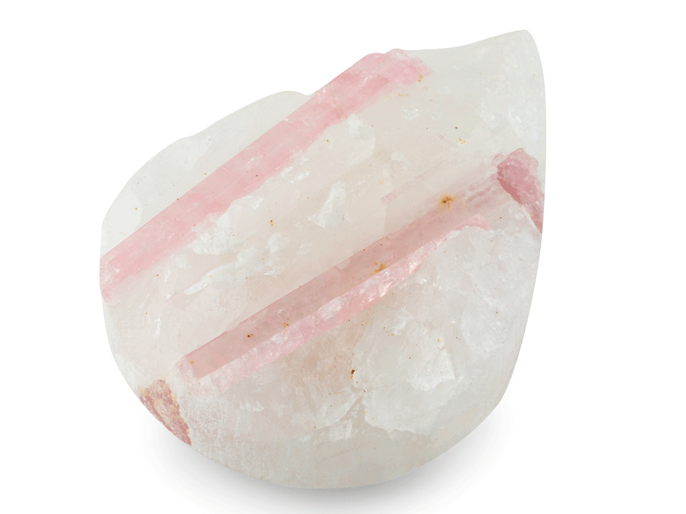Pink Tourmaline crystals in Quartz 37x27mm Pear Shape 
