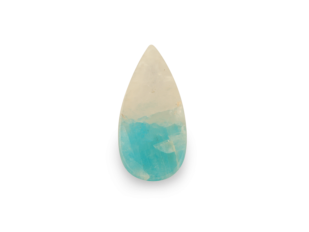 Quartz w Amazonite 15.5x7mm Pear Shape 