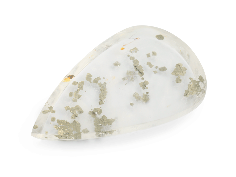 Quartz w Pyrite 41x27mm Pear Shape 
