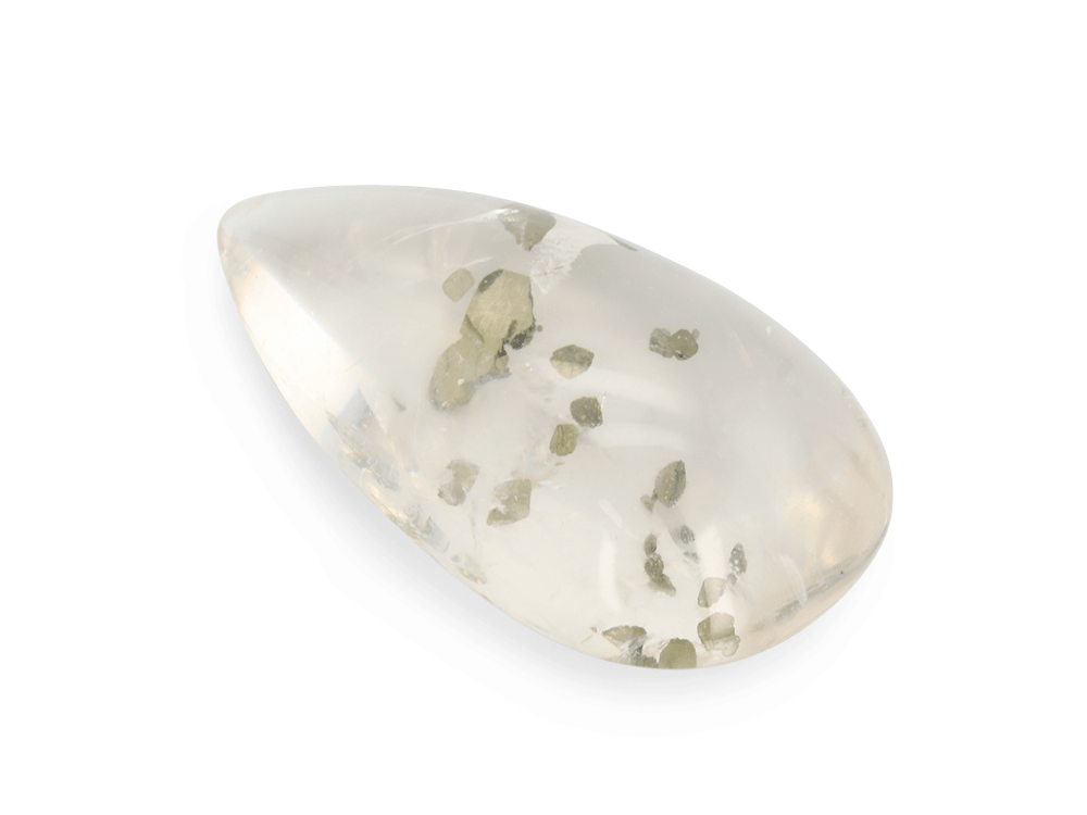 Quartz w Pyrite 27x15mm Pear Shape Cabochon
