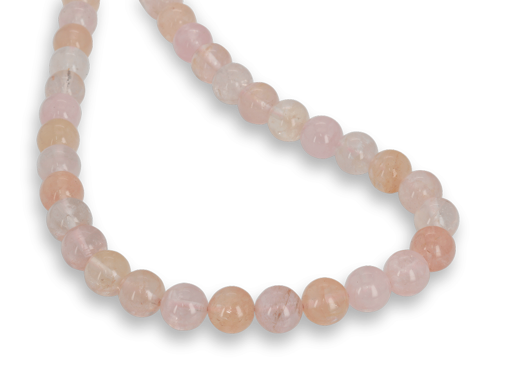 Morganite 12mm Polished Round Strand