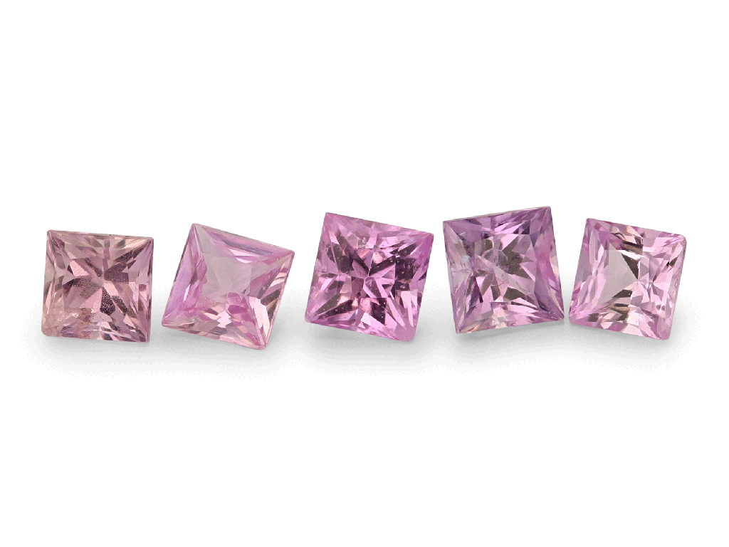 Sapphire Mid-Light Pink 2.5mm Princess Cut