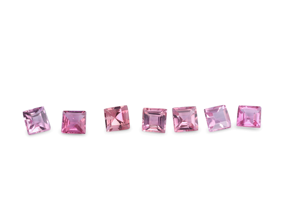 Pink Tourmaline 2mm Carre Cut 1st Grade