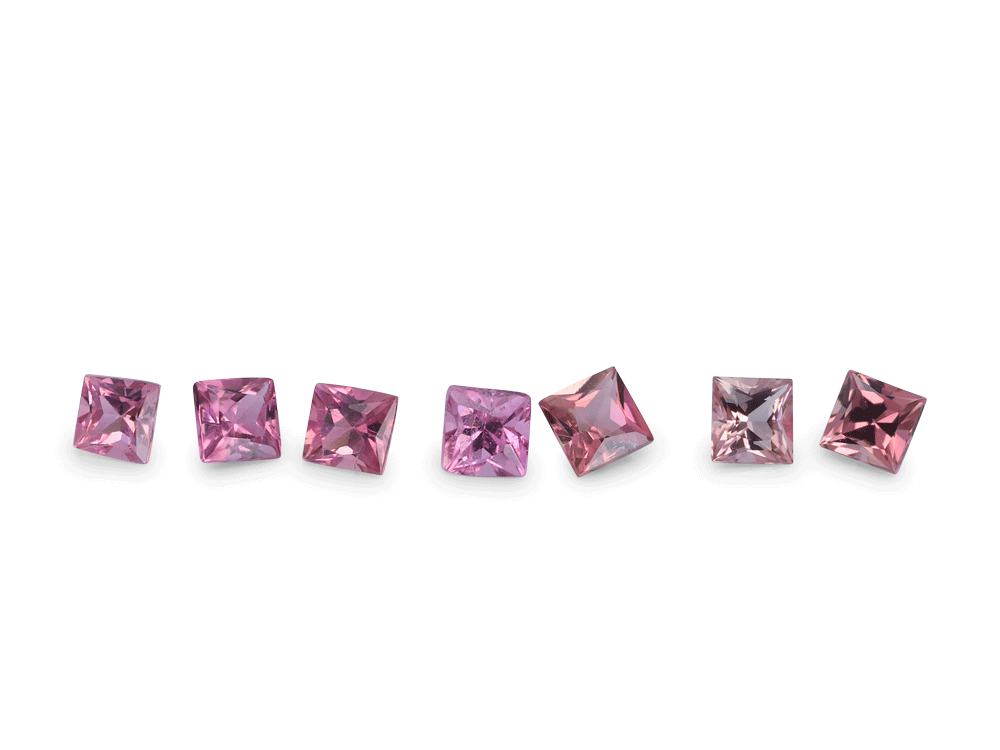 Pink Tourmaline 2mm Princess Cut 1st Grade