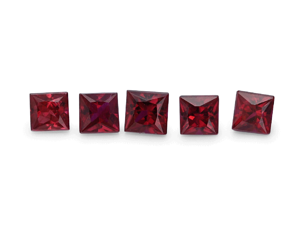 Ruby 2.25-2.3mm Princess Cut Bri Red GQ