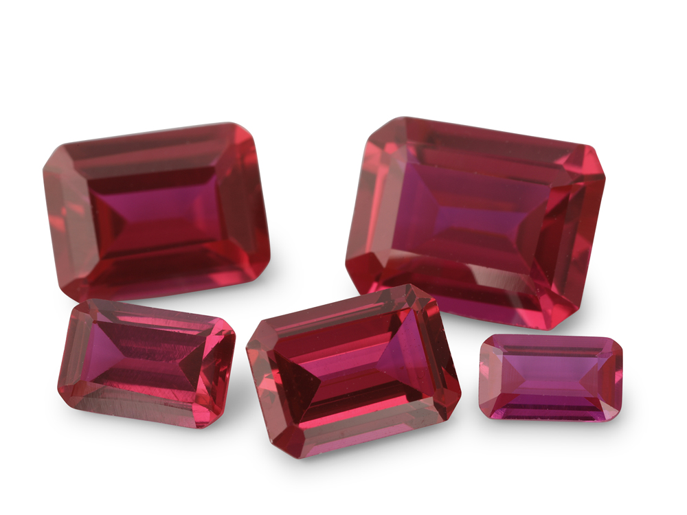 Synthetic Ruby (Pink Red Corundum) - Emerald Cut