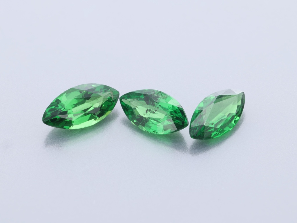 Tsavorite Garnet 5x2.5mm +/-Marquise - Set of 3
