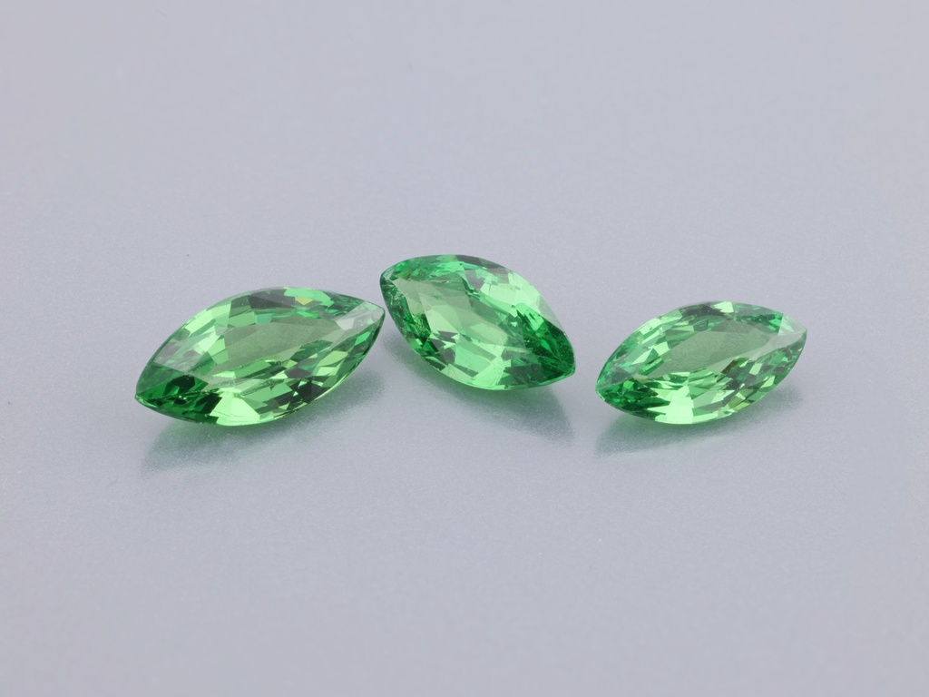 Tsavorite Garnet 7x3.35mm-5.8x3mm Marquise Set of 3