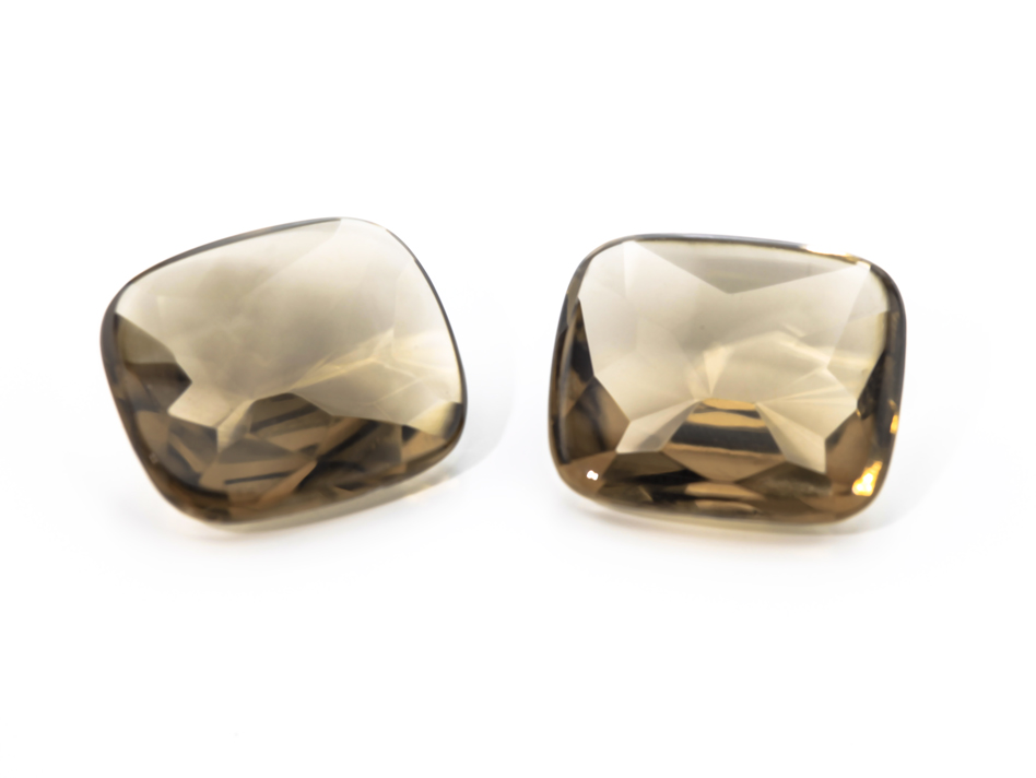 [QSAT1410P1] Smoky Quartz 13x11mm Cushion Buff Top