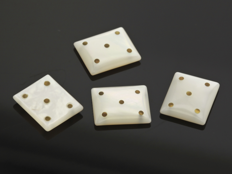 [MPJ20007] Mother of Pearl 12x10mm Rectangle Buff Top with 5 Marcasites