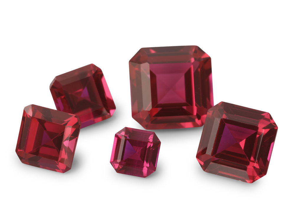 Synthetic Corundum (Bright Red Ruby) - Square Emerald Cut