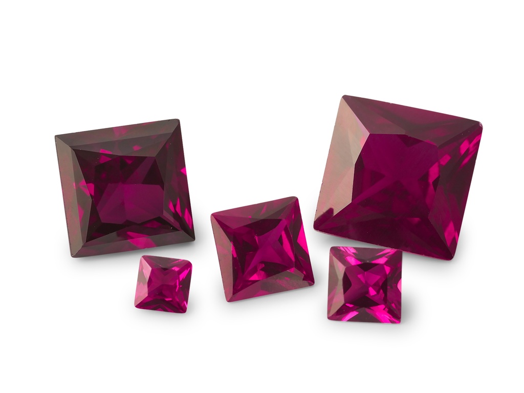 Synthetic Corundum Dark Pink Ruby - Princess Cut
