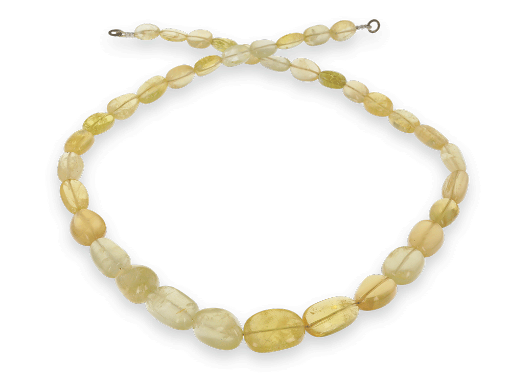 [BEADJ3078] Beads Yellow Beryl (Heliodor) Graduated Pebbles 