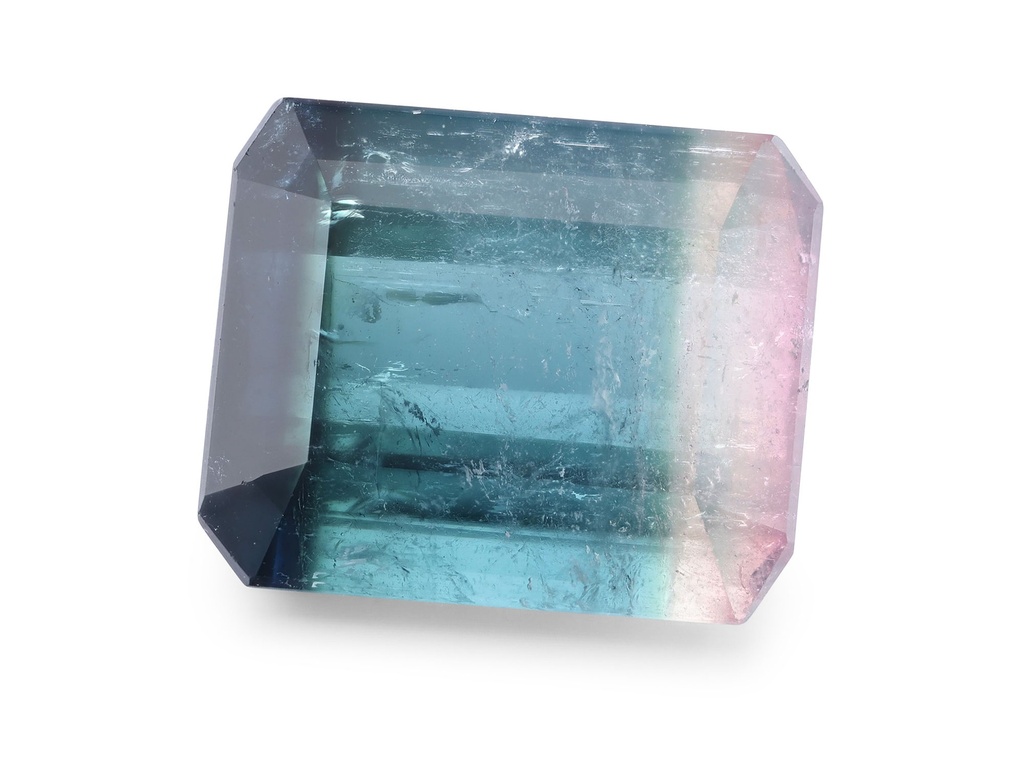 Tri-Colour Tourmaline 13.1x10.85mm Emerald Cut Transparent Blue Pink