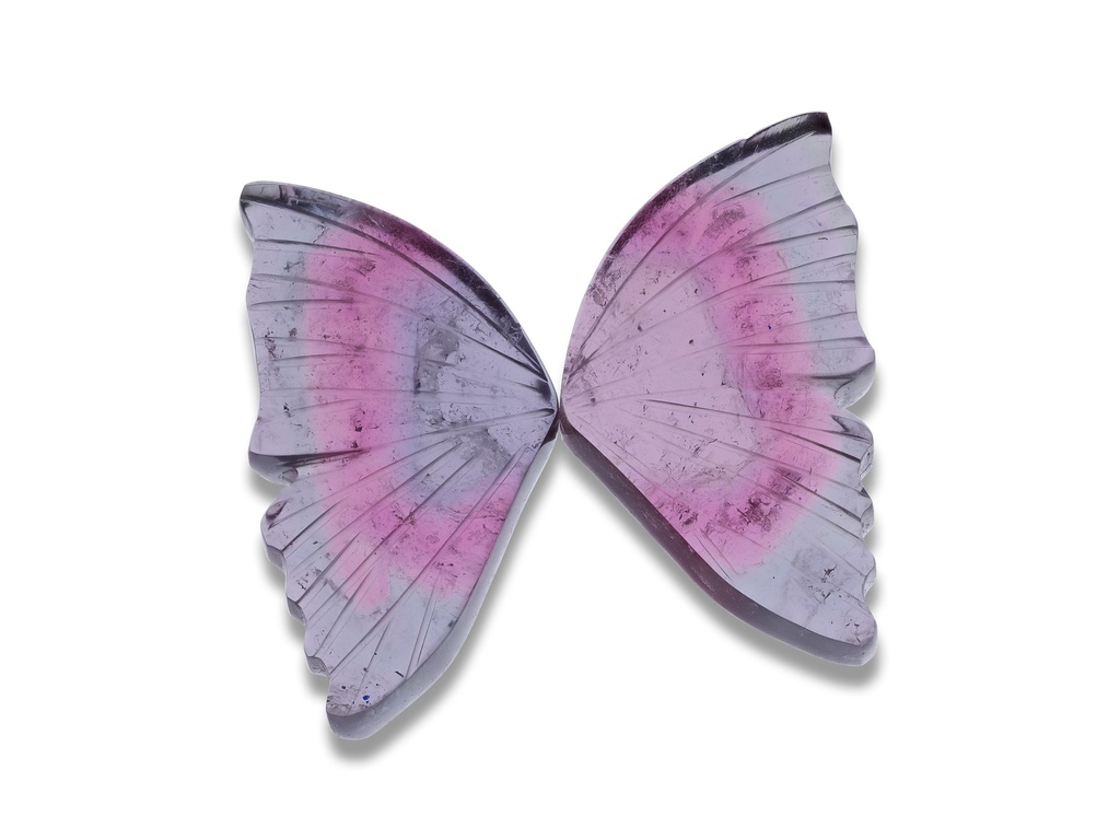 Pink Grey Tourmaline Butterfly Wings 22x25mm