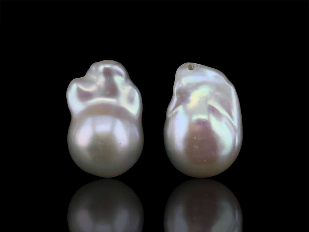 Freshwater Pearl Baroque 19x13mm Free Form Half Drilled White PAIR