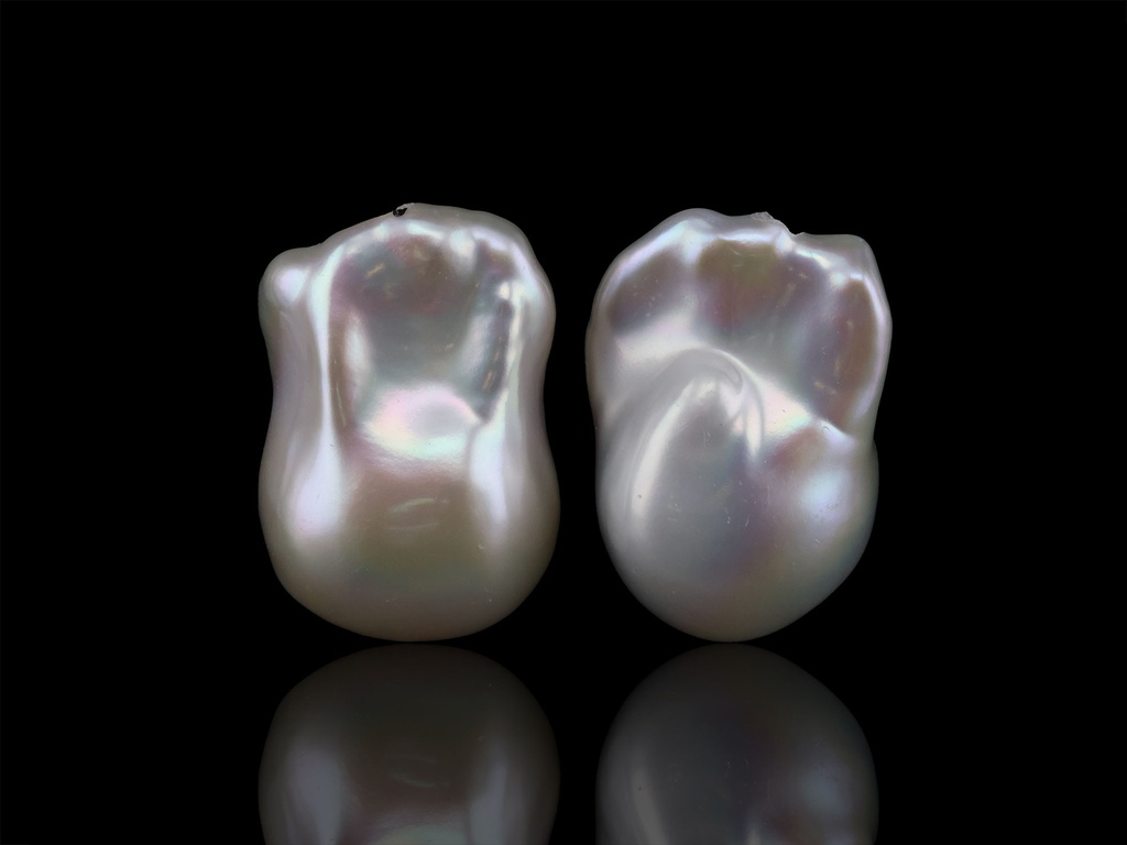 Freshwater Baroque 20x14mm Free Form Half Drilled White PAIR