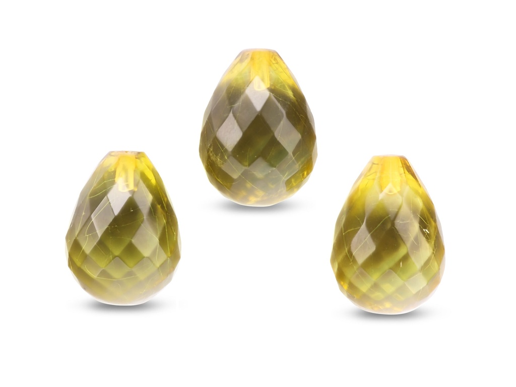 Green Amber 13x10mm Briolettes Singles