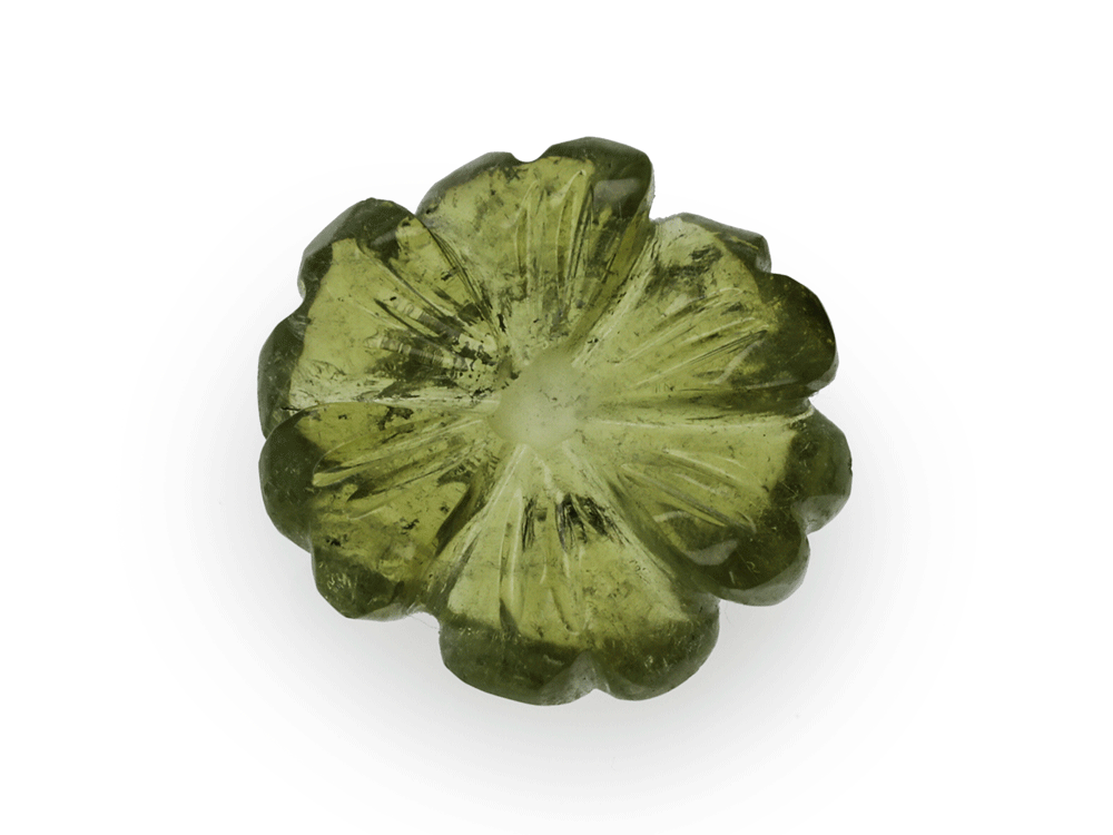 Green Tourmaline 13.5x13mm Flower Carved
