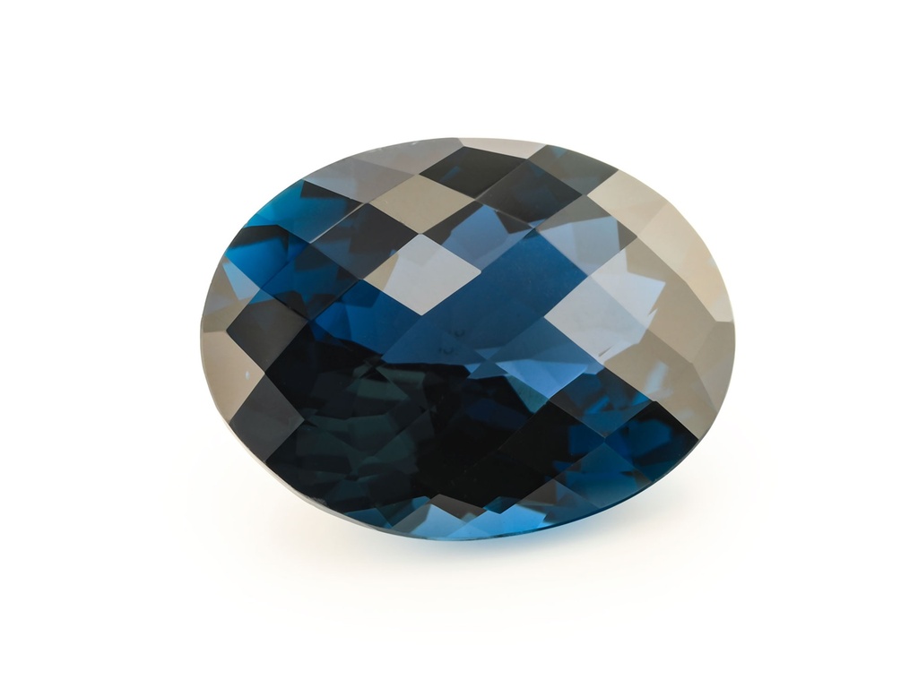 Topaz 18x13mm Oval Chequerboard London Blue
