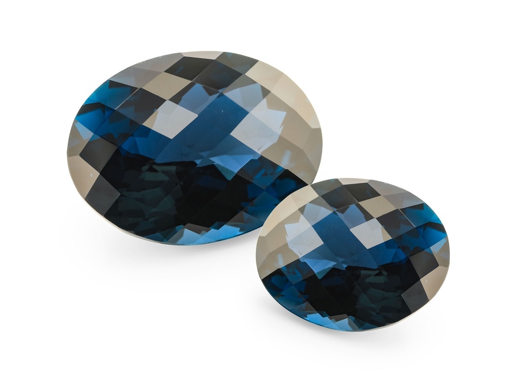 Topaz 20x15mm Oval Chequerboard London Blue