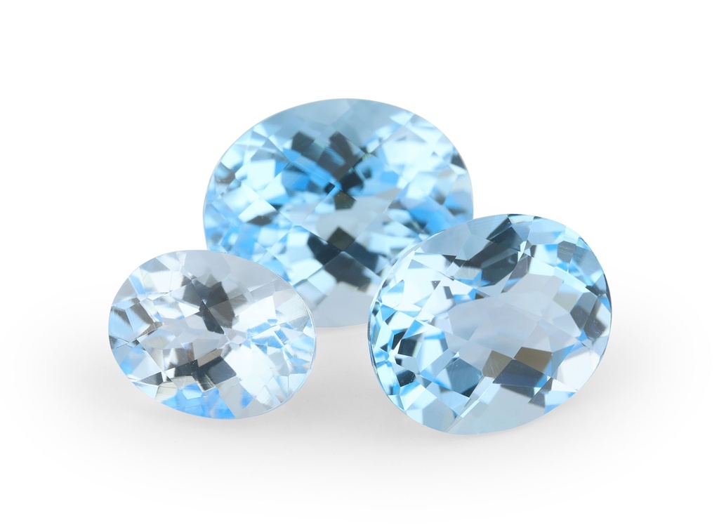 Topaz 16x12mm Oval Chequerboard Light Blue  
