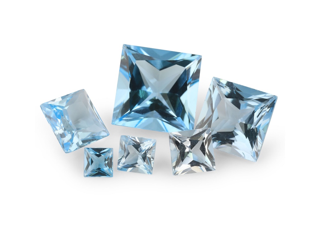[TKQP1200] Topaz 12mm Princess Cut Light Blue