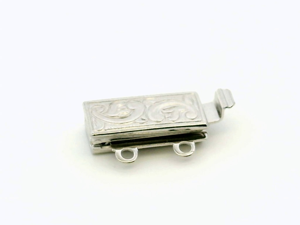 [CLASS0019] Clasp Sterling Silver 12x6mm 2 Row Rectangle with Pattern