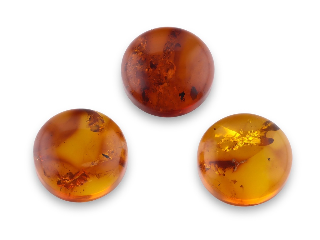 Amber 9.00mm Round Cabochon Pressed