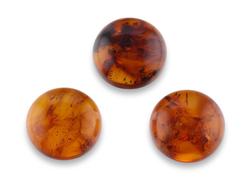 Amber 12mm Round Cabochon Pressed