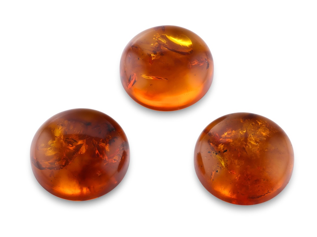 Amber 15mm Round Cabochon Pressed