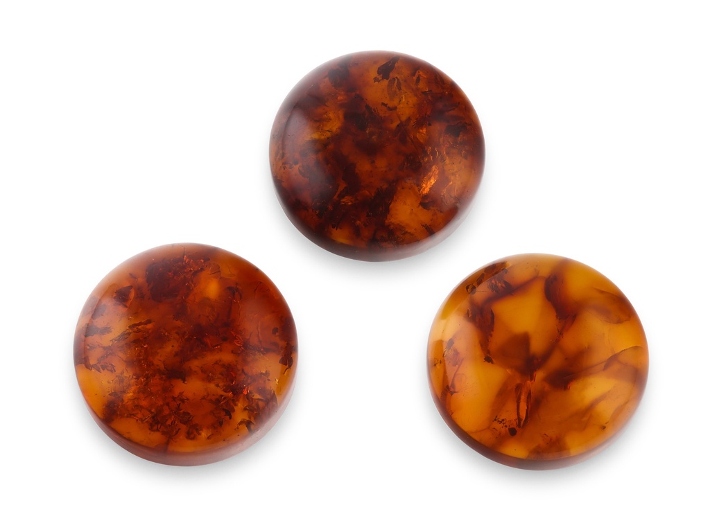 Amber 16mm Round Cabochon Pressed