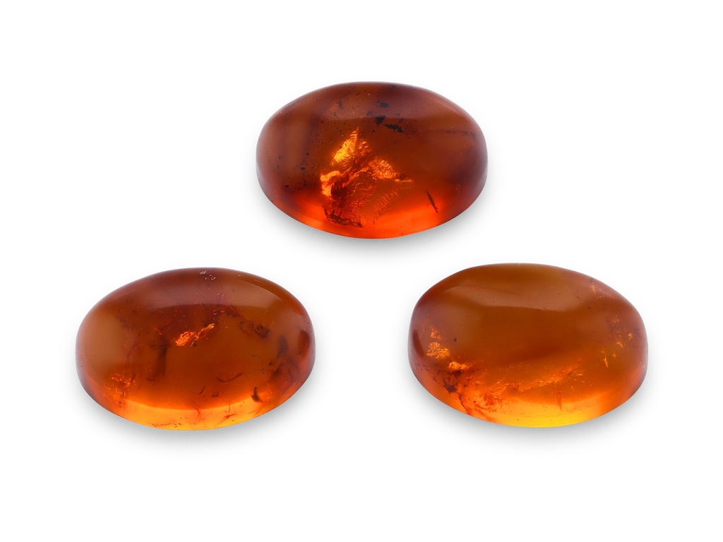 Amber 6x4mm Oval Cabochon Pressed