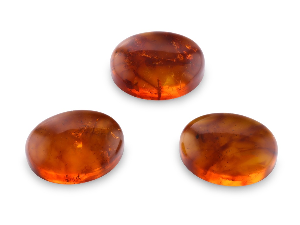 Amber 16x12mm Oval Cabochon Pressed