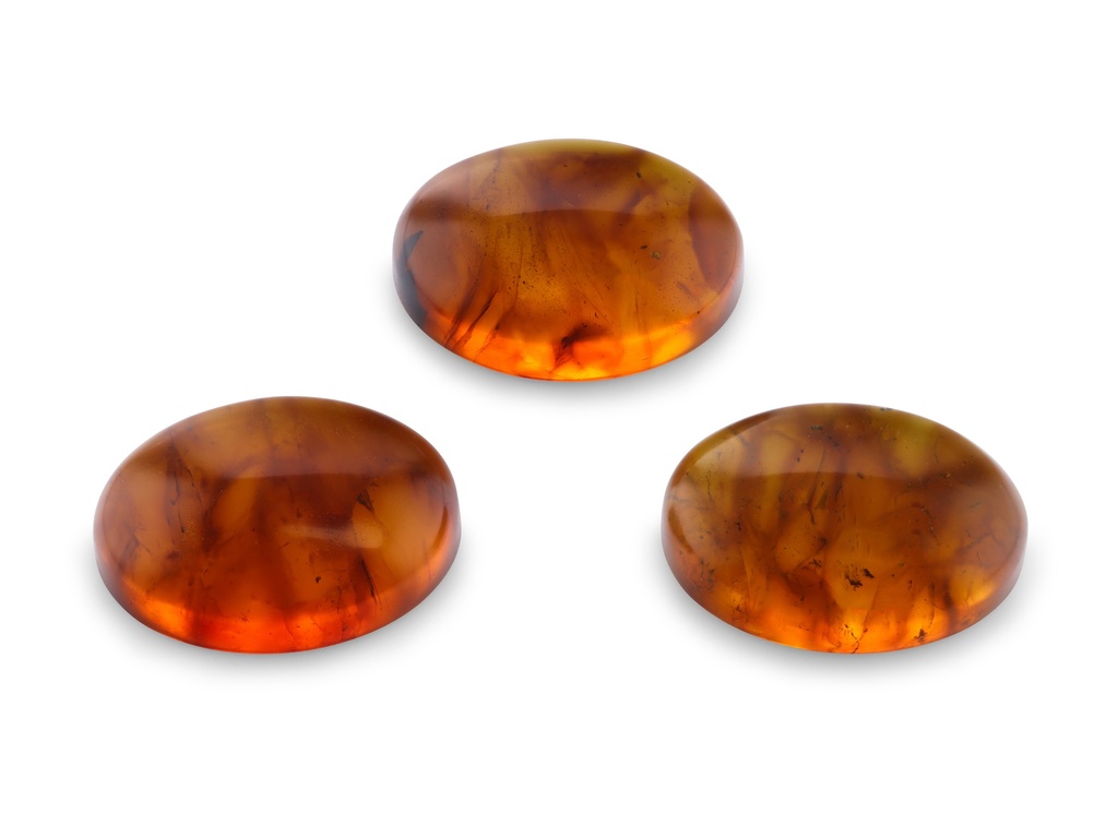 Amber 18x13mm Oval Cabochon Pressed