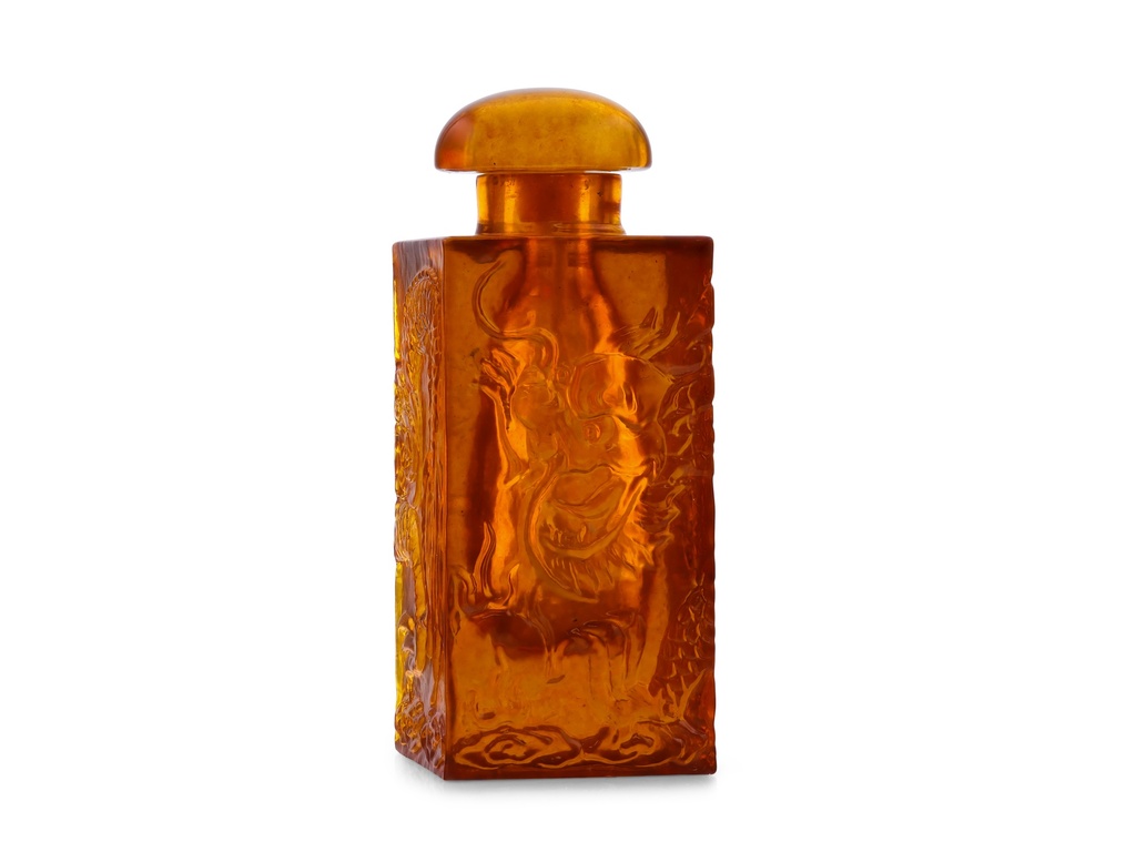 Amber Carved Snuff Bottle Pressed