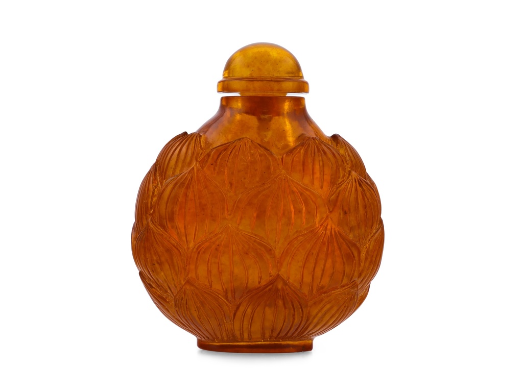 Amber Carved Snuff Bottle Pressed