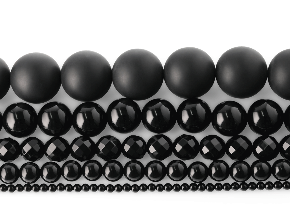 [XBEADF-12] Onyx Strand 12mm Faceted Round 