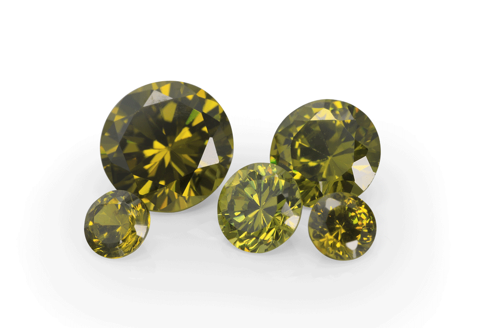 Cubic Zirconia 5.00mm Round Olive Green
